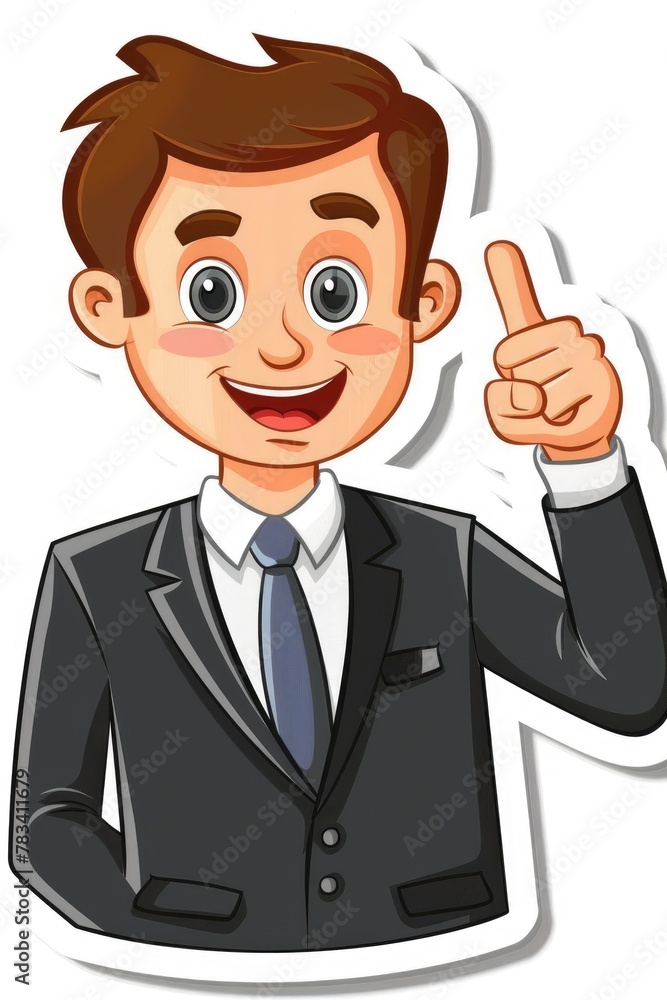 Business finance marketing cartoon sticker, isolated on white background with cut-off edges. Creative concept for financial presentations, marketing strategies, and advertising campaigns