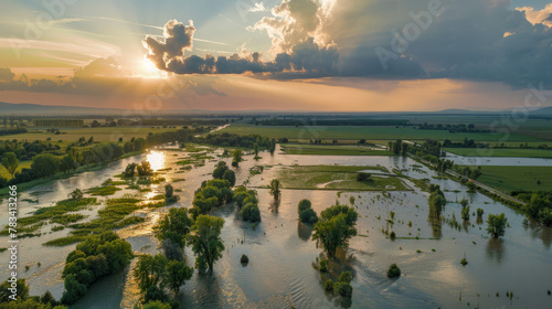 Flood in Kopacki rit  floodplain of the Danube River