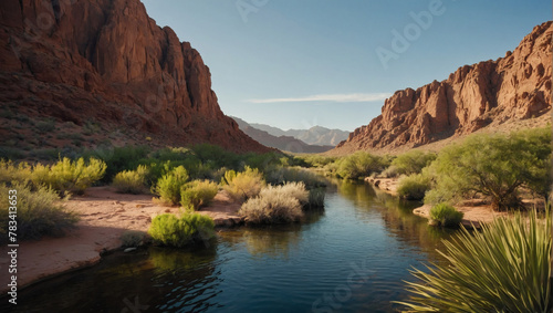 Desert oasis, where greenery offsets carbon emissions.