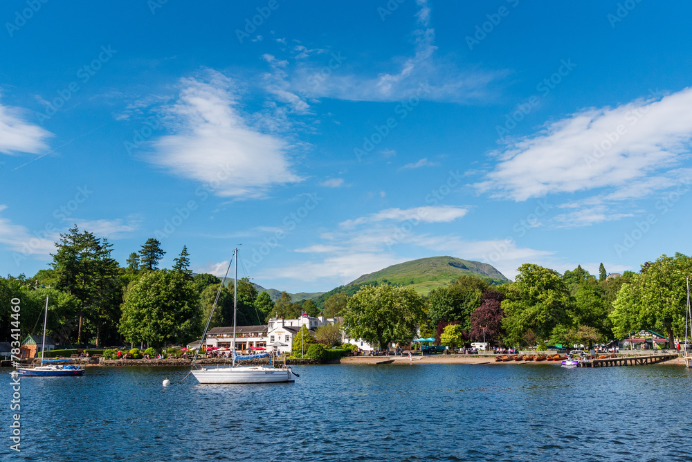 Waterhead, Ambleside in the English Lake District on a beautiful Summer day.