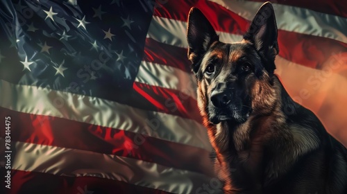 patriotic k9 veterans day concept with usa flag 3d illustration honoring brave service dogs photo