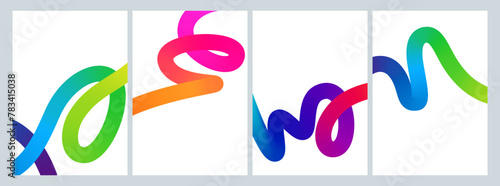 Abstract Holi Banners with Gradient Colored Curve Shape. Vector Posters with Waves.