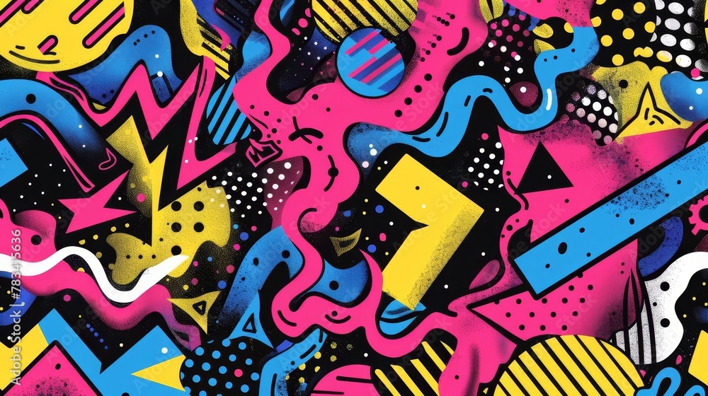 retro 90s style comics illustration pop art abstract crazy psychedelic pattern retro 90s style comics illustration pop art abstract crazy psychedelic pattern