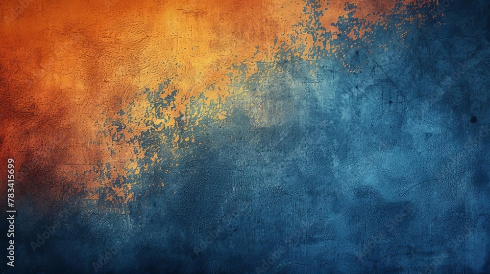 retro grungy blue and orange gradient background abstract textured illustration - obrazy, fototapety, plakaty 