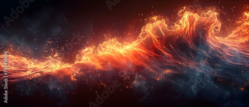 Blazing Rhythms: A Minimalist Wave of Fire and Motion. Concept Minimalist Photography, Fire Elements, Motion Blur, Abstract Art