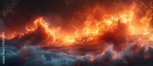 Blazing Symphony: A Dance of Fiery Waves and Stars. Concept Fantasy, Fire, Dancers, Lights, Spectacle