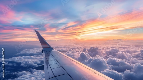 serene sunset skies aerial window seat view of horizon and clouds