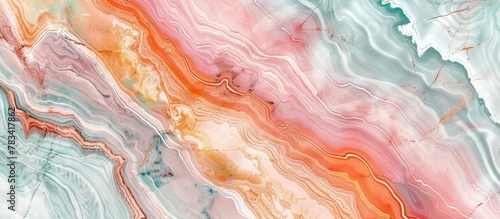 Detailed view showcasing a marble surface with a distinctive pink and blue design