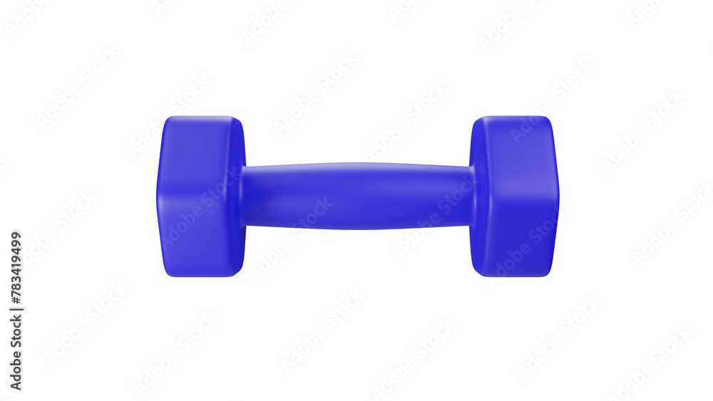 Blue rubberized dumbbell isolated on transparent and white background. Sport concept. 3D render Blue rubberized dumbbell isolated on transparent and white background. Sport concept. 3D render