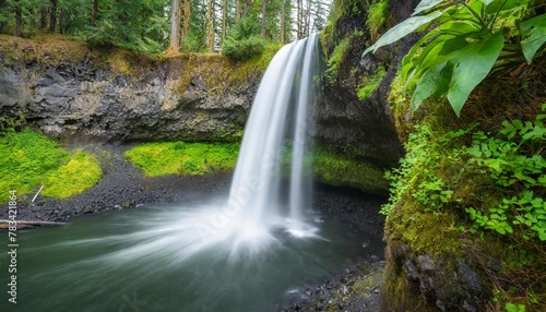 beautiful tranquil waterfall surrounded by lush green foliage in north bend wa