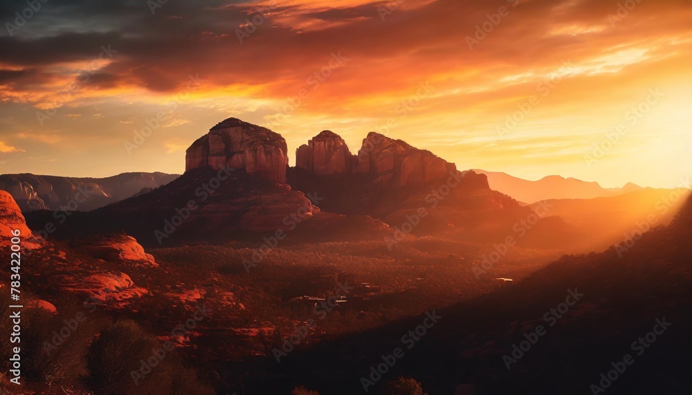 sedona arizona with red and orange sunset