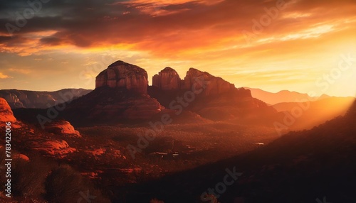 sedona arizona with red and orange sunset