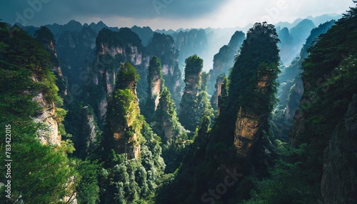 landscape of zhangjiajie tianzi mountain scenic area located in wulingyuan scenic and historic interest area which was designated a unesco world heritage site in china photo