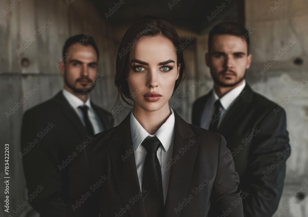 Confident business team in a modern urban setting Confident business team in a modern urban setting