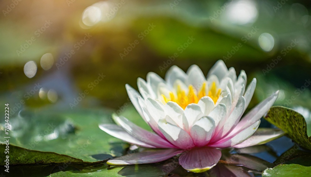 radiant water lily with bokeh lights ideal for vesak holiday promotions and spiritual wellness