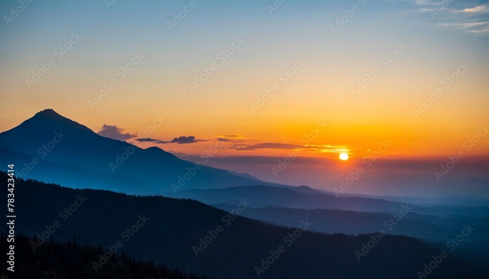 minimalist mountain sunset majestic view of mountain at sunset with a minimalist and serene watercolor technique