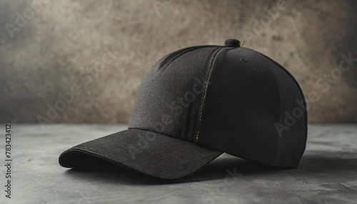black baseball cap on gray background photo