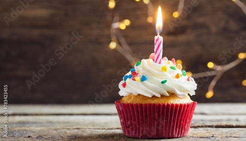 birthday cupcake with one candle