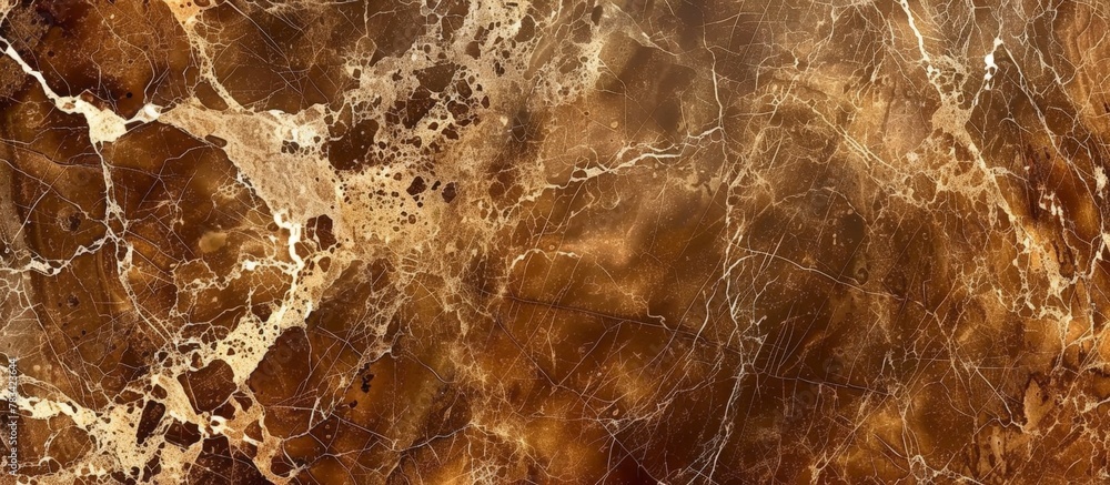 Detail of a marble wall featuring intricate brown and white pattern, creating a visually appealing surface Detail of a marble wall featuring intricate brown and white pattern, creating a visually appealing surface