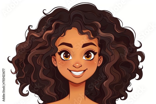 Portrait of a cheerful young woman with curly hair