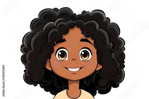 Happy Young Girl with Curly Hair
