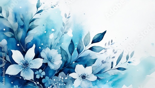 blue watercolor floral background vector © Aedan