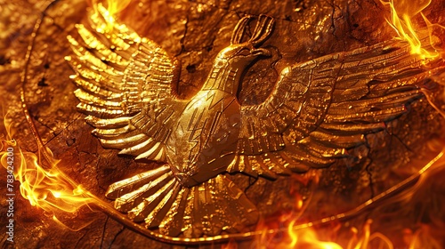 Golden Faravahar Symbol: The Spirit of Zoroastrianism photo