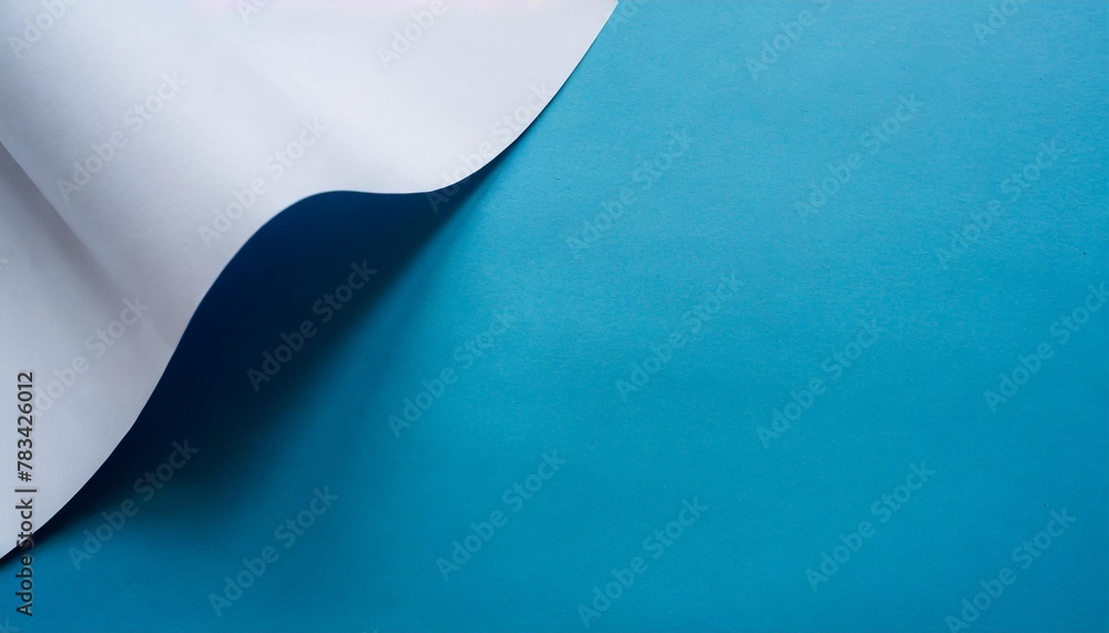 3d render abstract blue background with sticker paper sheets curly page ...