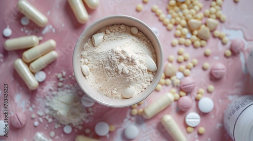 Various types of dietary supplements for health and beauty are available, including collagen, vitamins, biotin, and protein in both pill and powder forms