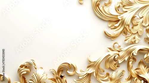 Rectangle subtle gold frame for web presentation, horizontal border in oriental style, png with white background. © Ziyan