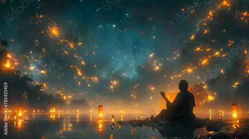 Amidst a sea of faces, a solitary performer serenades a captivated audience, the strains of their melody echoing against the backdrop of the starlit sky
