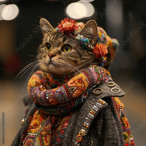 cat at a fashion show