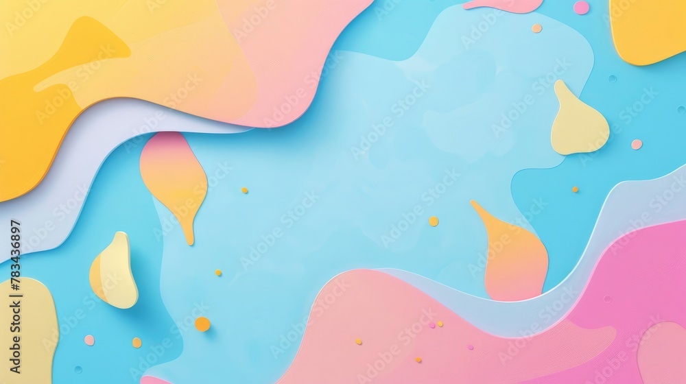 abstract background with colorful shapes and pastel colors, simple flat design