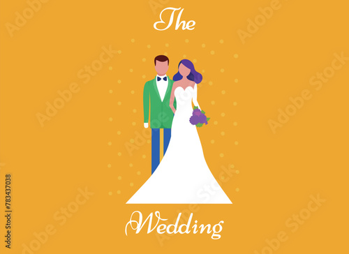 Elegant Bride and Groom Illustration for Wedding Invitations