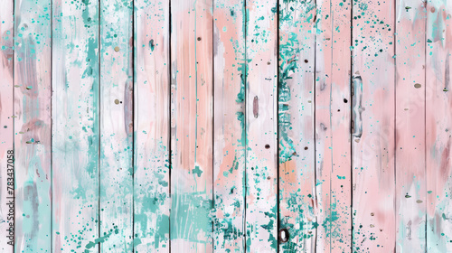 Seamless aged wood distressed wall with paint splatters © Amanda
