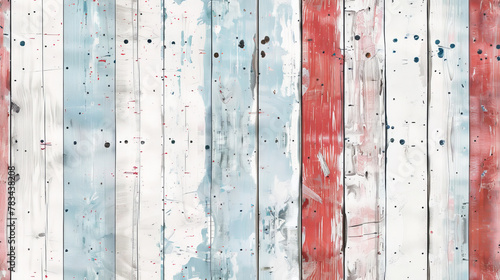 light red, white and blue wooden wall, in the style of light colors, splattered paint,