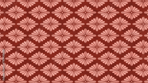 Japanese traditional flower motif "kikubishi" geometric abstract seamless pattern, vector graphic resources, 16:9 widescreen wallpaper / backdrop,