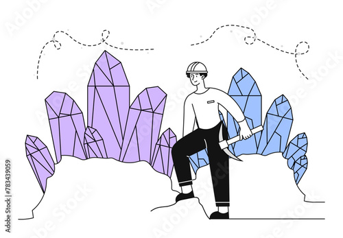 Miner with crystals vector linear