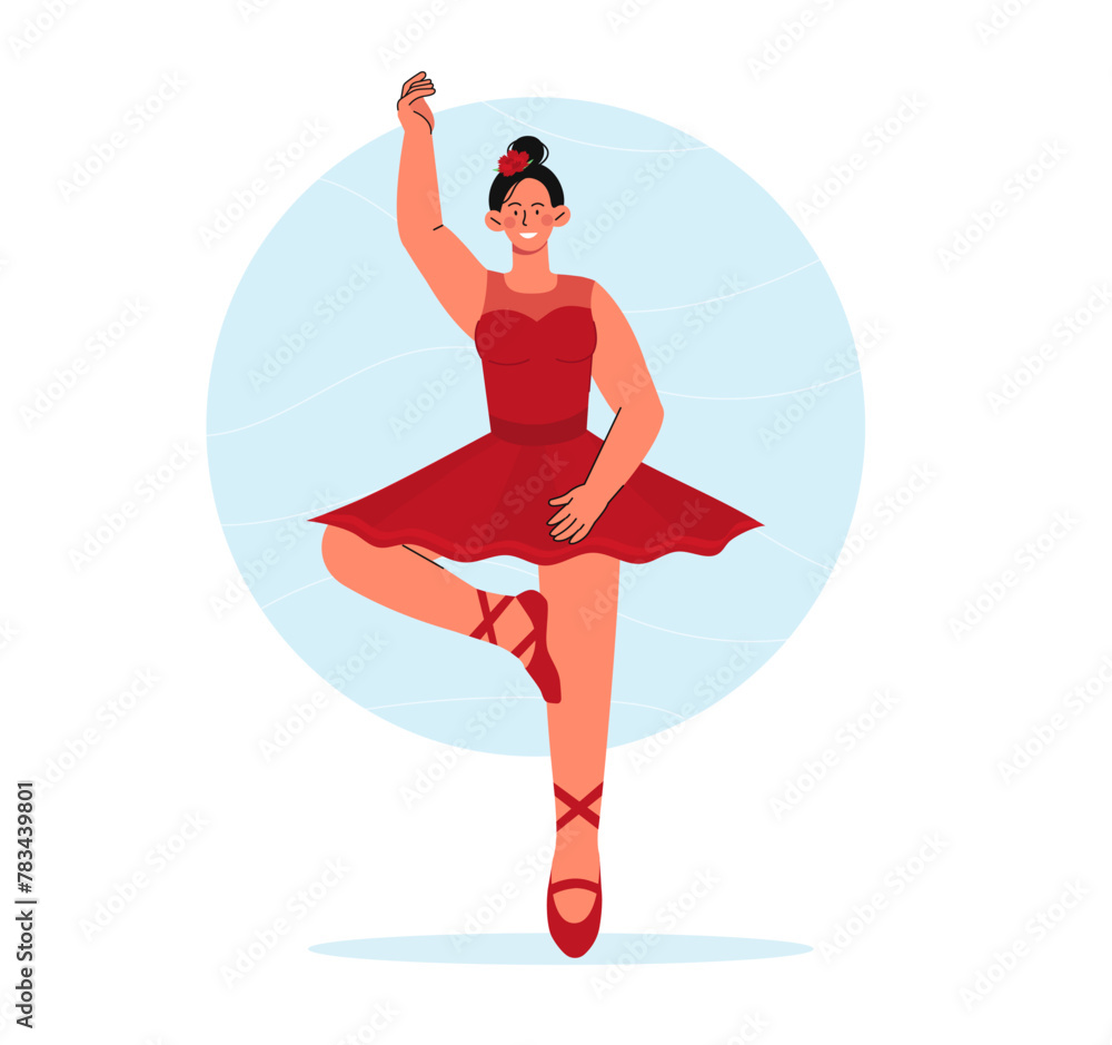 Ballerina in red dress vector
