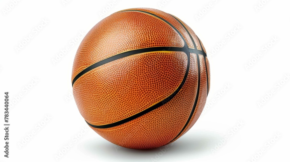 Fototapeta premium Orange basketball on white background, textured detail, isolated with plenty of copy space.