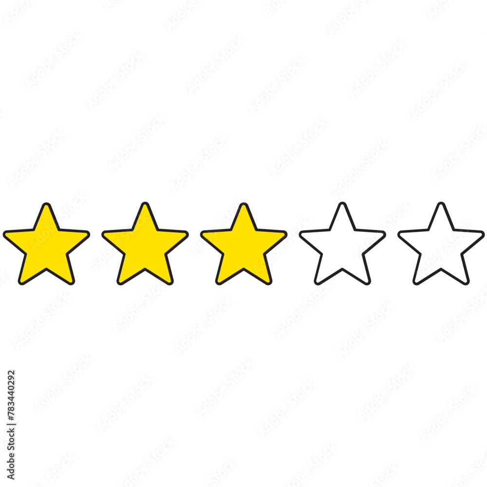 3 stars rating icon, simple graphic classify average quality review flat design interface illustration elements for app ui ux web banner button vector isolated on white background 3 stars rating icon, simple graphic classify average quality review flat design interface illustration elements for app ui ux web banner button vector isolated on white background