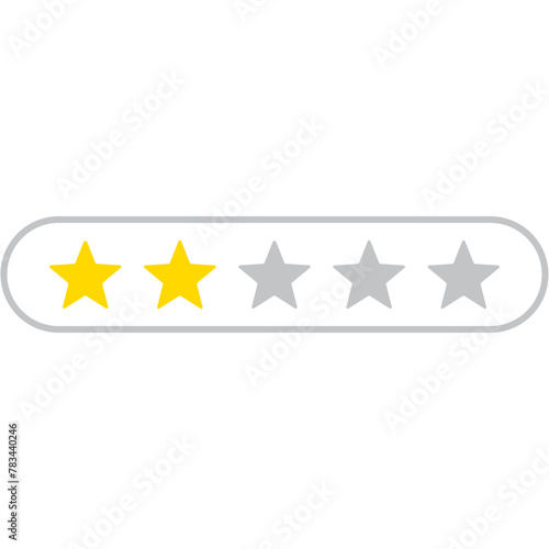2 stars rating icon, simple graphic classify quality review flat design interface illustration elements for app ui ux web banner button vector isolated on white background