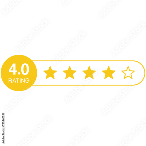 4 stars rating icon, simple graphic classify premium quality review flat design interface illustration elements for app ui ux web banner button vector isolated on white background
