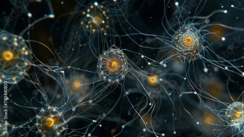 A closer look at a colony of microscopic plankton with a stunning variety of shapes and sizes from spherical to elongated all connected