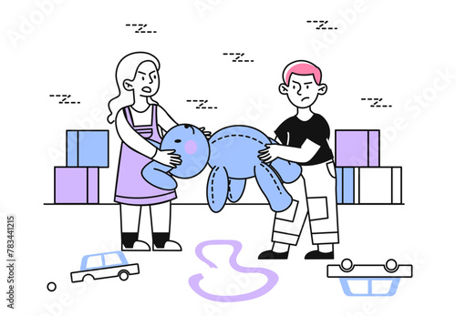 Children quarrel vector linear