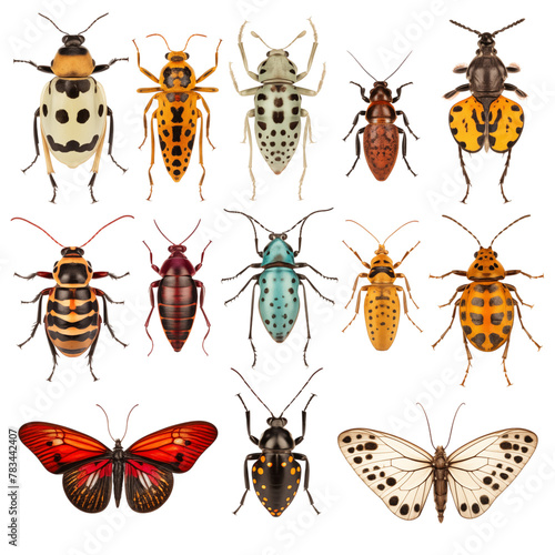 Set of insect isolated on transparent background