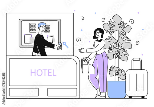 Hotel reception vector linear