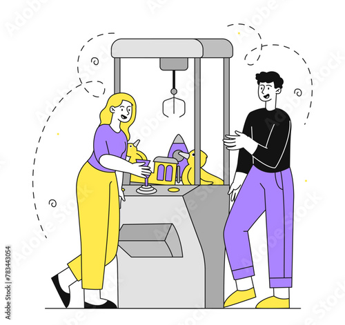 Machine with toys vector linear