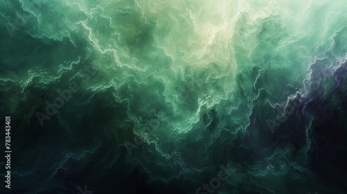 Abstract Ethereal Green Cloudscape - Artistic Digital Background