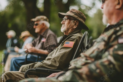 veterans sitting chatting at Memorial day